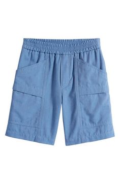 Bleached-effect denim brings laid-back ease to these pull-on Bermuda shorts that are long on surfer-cool style. Elastic waist Front patch pockets; back welt pockets 100% cotton Machine wash, dry flat Imported Kids' Designer Clothing Blue Patch Pocket Shorts For Summer, Summer Light Wash Bottoms With Patch Pockets, Summer Medium Wash Bottoms With Patch Pockets, Light Indigo Bottoms With Pockets For Summer, Light Wash Bottoms With Patch Pockets For Summer, Summer Light Indigo Bottoms With Pockets, Summer Washed Blue Bottoms With Cargo Pockets, Blue Shorts With Patch Pockets For Spring, Casual Blue Shorts With Patch Pockets