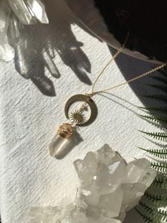 🌜Handmade Celestial Aurora Quartz Necklace🌛 ✨Made with love and intention✨ Hypoallergenic 18k gold plated sterling silver. Handmade with love and intention. FOLLOW: Insta: @alchemistreasure ✨P R O D U C T I O N - T I M E ✨ Each one of my lovingly handcrafted creations is naturally one of a kind and hand made to order. Please allow 2-4 business days for production. If you have a specific deadline, please let me know and I will do my best to accommodate you! ✨N A T U R A L - V A R I A T I O N ✨ Luxury Spiritual Clear Jewelry, Gold Spiritual Crystal Necklace For Everyday, Everyday Gold Spiritual Crystal Necklace, Everyday Spiritual Gold Crystal Necklace, Spiritual Moon Charm Jewelry For Everyday, Spiritual Moon-shaped Everyday Jewelry, Ethereal Necklace With Moon Charm For Gifting, Spiritual Jewelry With Moon Charm For Everyday, Ethereal Moon Phase Necklace For Gift