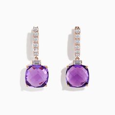 Effy 14K Rose Gold Amethyst and White Sapphire Earrings White Sapphire Earrings, Rose Stone, Gem Diamonds, Effy Jewelry, Diamond Shop, Sapphire Earrings, Jewelry Stand, Pendant Rings, Precious Gems