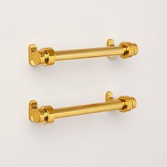 two brass handles on white background with clippings