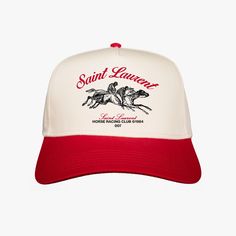 Introducing our Vintage style Saint Laurent racing club cap the perfect accessory for any Horse lover! The standout feature of this hat is the expertly Handmade Print, With an adjustable strap at the back, this hat is one size fits all, making it a great gift for anyone on your list. It's perfect for everyday wear. Hat Details - 5 Panel Mid Profile Baseball Cap - 65% Polyester / 35% Cotton - Structured Firm Front Panel - Adjustable Snapback C A R E - I N S T R U C T I O N s Hand wash only Air dr Vintage Horse Racing, Blue Baseball Cap, Hat Cream, Country Hats, Baseball Snapback, Racing Club, Vintage Trucker Hats, Cap Designs, Vintage Cap