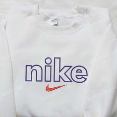 Futura x Nike Embroidered Shirt, Gift For Wife Embroidered Shirt, Custom Nike Embroidered Shirt White Long Sleeve Shirt With Machine Embroidery, Casual Long Sleeve Shirt With Custom Embroidery, White Long Sleeve Shirt With Embroidered Logo, White Casual Tops With Custom Embroidery, White Long Sleeve Shirt With Embroidered Graphics, White Casual Top With Custom Embroidery, White Embroidered Crew Neck Shirt, White Long Sleeve T-shirt With Floral Embroidery, White Long Sleeve Top With Custom Embroidery