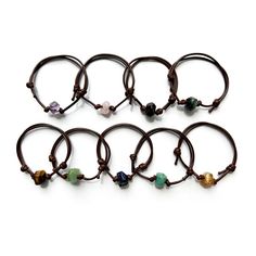 O Yeah, you’re going to love our stone bracelets collection! Featuring top crystals like amethyst, rose quartz, garnet, labradorite, tiger eye, aventurine, lapis lazuli, amazonite and citrine, these bracelets aren’t just pretty—they bring those good vibes, too. Each piece is handcrafted with love, combining trendy designs with the natural beauty of crystals and stones. Whether you’re after a little healing energy or just want to rock a stylish look, these bracelets have you covered. Perfect for Adjustable Leather Bracelet With Round Beads As Gift, Adjustable Leather Bracelet With Round Beads For Gift, Spiritual Healing Braided Bracelets With Gemstone Beads, Adjustable Spiritual Leather Bracelet With Natural Stones, Adjustable Spiritual Crystal Bracelet For Everyday Wear, Casual Gemstone Bracelets For Gifts, Brown Round Beads Jewelry For Friendship, Brown Leather Bracelet With Natural Stones As Gift, Everyday Adjustable Crystal Bracelet With Gemstone Beads