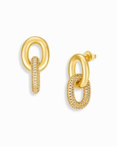 Zoe Link Earrings - Mod + Jo Link Earrings, Statement Earrings, Final Sale, Gold Earrings, Cubic Zirconia, Gold Plate, Gold