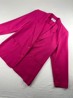 90's Fuchsia Summer Blazer Oversized Vintage - Etsy Rolling Sleeves, Preppy Streetwear, Summer Blazer, Vintage Preppy, Fun Pants, Magenta Pink, Alfred Dunner, Brown Plaid, Womens Blazers