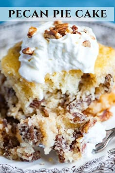 a piece of pecan pie cake on a plate