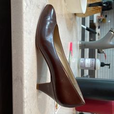 Purchased In Italy But Never Worn. Brown Suede Heels, Black Patent Leather Pumps, Black Leather Pumps, Gold Pumps, Vintage Heels, Womens Pumps, Tan Heels, Block Heel Shoes, Classic Pumps