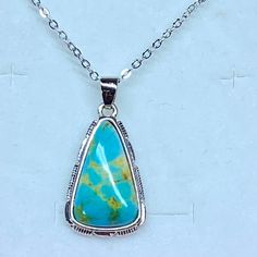 18” Silver Turquoise Pendant Necklace Brand New Blue Turquoise Teardrop Necklace Nickel Free, Blue Teardrop Turquoise Necklace Nickel Free, Nickel-free Blue Turquoise Teardrop Necklace, Southwestern Blue Teardrop Pendant Necklace, Blue Southwestern Necklace With Large Pendant, Southwestern Style Blue Necklace With Large Pendant, Blue Turquoise Necklace With Large Sterling Silver Pendant, Blue Nickel-free Southwestern Turquoise Necklace, Nickel-free Southwestern Blue Turquoise Necklace