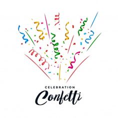 celebration confetti with colorful streamers and ribbons on white background for your design