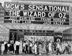 the marquee for mgm's sensational the wizard of oz, which opened in 1932