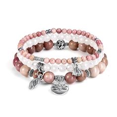 PRICES MAY VARY. Stackble Bracelest Set of 3: 6.5-7 inches round features 3 bracelets.(4mm Rhodonite cupule bracelet,6mm white jade leaf bracelet,8mm Rhodonite lotus bracelet) Facted White Jade: Jade draws off negative energy of all kinds, neutralizes background, aids concentration and unlocks memory. In Chinese culture, Lotus flower means purity and harmony. Rhodonite Crystal Healing Bead Bracelet: an excellent meditation tool as it connects with your Heart Chakra and assists you in emotional h Lotus Bracelet, Bracelet Chakra, Leaf Bracelet, Bracelets Set, Charm Beads, Crystal Beads Bracelet, Chakra Bracelet, Healing Energy, Healing Bracelets