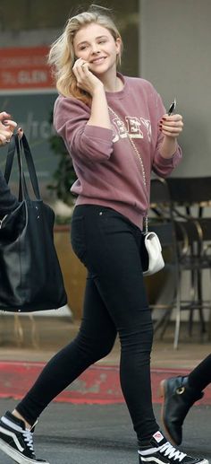 Chloe Moretz Vans Sk8 Hi Outfit, Sk8 Hi Outfit, Converse Style Women, Vans Outfit, Chloe Moretz, Grace Moretz, Chloe Grace Moretz, Vans Sk8 Hi, Chloe Grace