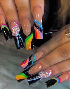 Colourful Acrylic Nails, Hippie Nails, Designs Nail