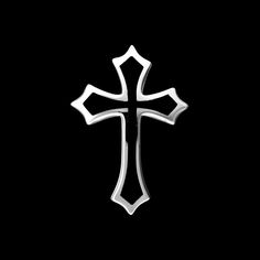 a silver cross on a black background