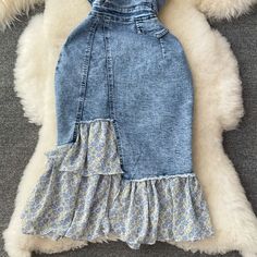 Materials: other Size: s, m, l, XL Color: Blue Strap Skirt, Skirt Denim, Two Piece Set, Two Piece Sets, Denim Dress, Denim Skirt, Color Blue, Two Piece, Skirt