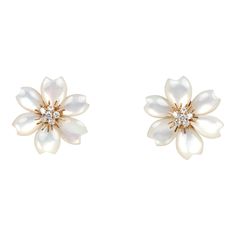 These Van Cleef & Arpels Rose De Noel Small Earrings White Mother of Pearl/Diamonds in 18K Yellow Gold Hardware, features six Mother of pearl petals with six round 0.97 carat diamonds encrusted in the center of both earrings and a clip back closure with the to remove the stem.Origin: FranceCondition: Pre-owned; Mint- No signs of wear to the earrings. No scratching or markings to the earrings.Accompanied by: VCA green jewelry box, certificate of authenticity, storage pouchMeasurements: 1.25" x 1.25" Green Jewelry, Madison Avenue, Earrings White, Van Cleef Arpels, Pearl Diamond, Van Cleef, Small Earrings, Gold Hardware, Mother Of Pearl