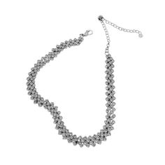 Choker Necklace - Full Rhinestone Water Diamond - Silver - A.A.Y FASHION Product Description: This necklace features a continuous line of closely set full rhinestone water diamonds, creating a dazzling and elegant effect. The stones are set in a precious silver-plated metal, and the necklace is designed to gracefully encircle the neck, sitting beautifully along the collarbone. It's carefully crafted and coated for a fancy finish, making the jewelry safe for sensitive skin. Key Features: Top laye Dazzling Sparkling Stones Choker Necklace, Elegant Alloy Jewelry With Sparkling Stones, Silver Alloy Jewelry With Chain, Silver Alloy Jewelry With Adjustable Chain, Adjustable Dazzling Necklace With Sparkling Stones, Elegant Alloy Rhinestone Clavicle Necklace, Dazzling Silver Chain Necklace, Silver Cubic Zirconia Rhinestone Necklace, Diamond White Crystal Necklace With Adjustable Chain