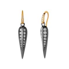 18 karat yellow gold & oxidized silver Diamonds 0.65 carat approx. French wire for pierced ears Length 1.2 inches / Width 0.3 inch approx. Sparkle Earrings, French Wire, Fabulous Jewelry, Champagne Diamond, Oxidized Silver, Oxidized Sterling Silver, Ear Jewelry, Leaf Earrings, Pierced Ears