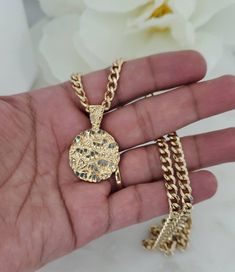 14k Gold Nugget Necklace, Gold Nugget Chain, Round Nugget Necklace, 14k Heavy Plated Gold, 25mm Nugget Pendant, 5mm Curb Chain, High Quality #10kGoldNuggetRing #14kGoldFigaro #NuggetRing #14kGoldRopeChain #14kGoldNecklace #GoldNuggetBracelet #14kGoldNugget #GoldNuggetJewelry #GoldNuggetNecklace #10kGoldNugget Gold Nugget Pendant, Gold Nugget Jewelry, Gold Nugget Ring, Chain Gang, Oak Forest, Neck Jewelry, Expensive Jewelry Luxury, Nugget Necklace, Gold Nugget