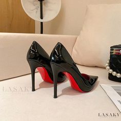 Lasaky - Sophisticated Red-Sole High Heels Perfect for a Night Out on the Town Closed Toe Heels With Red Sole For Office, Office Heels With Red Sole And Closed Toe, Pointed Toe Heels With Red Sole For Night Out, Party Court Shoes With Red Sole And Round Toe, High Heel Shoes With Red Sole For Office, High Heel Red Sole Office Heels, High Heel Office Shoes With Red Sole, Office Heels With Red Sole And Round Toe, Almond Toe Heels With Red Sole For Night Out