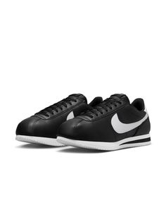 Nike Cortez leather sneakers in black and white | ASOS Sporty Custom Sneakers With Vulcanized Sole For Jogging, Low-top Sneakers With Contrast Sole For Jogging, Modern Skate Shoes With Rubber Waffle Outsoles For Sports, Nike Classic Low-top Skate Shoes, Classic Nike Low-top Skate Shoes, Custom Low-top Sneakers With Contrast Sole For Jogging, Jogging Sneakers With Vulcanized Sole And Round Toe, Jogging Sneakers With Rubber Sole And Round Toe, Running Sneakers With Contrast Sole And Round Toe