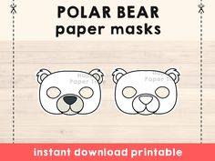 polar bear paper masks for kids to print out and use on the wall or floor