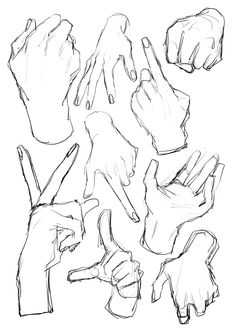 several hands and fingers are shown in this drawing technique, which is easy to draw