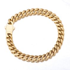 Miami Cuban Bracelet Gold is coated with 14k gold which makes it a perfect addition to anyone's bracelet collection. You can layer multiple bracelets for a cool look that enhances the style of your casual and formal outfits. This bracelet is comfortable to wear on a daily basis and has a metal clasp making for an easy getting on/off. You can get this piece as a perfect present for your homie on a special occasion or as a surprise gift. We know you’ll never want to take your Caligio bracelets off Golden Bracelet, Cuban Bracelet, Multiple Bracelets, Men's Bracelets, Miami Cuban, Formal Outfits, Surprise Gift, Bracelet Collection, Cuban Link