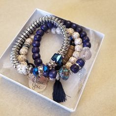 Beautiful Bohemian Handmade Natural Stone Beads Charm Pendant Bracelet 4 Pcs/Set Stretch Beaded Bracelets Diy, Beads Charm, Bohemian Handmade, Cuff Watch, Natural Stone Beads, Bracelets Diy, Jewelry Blue, Beaded Bracelets Diy, Beads Bracelet