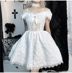 Are you ready to add some edge to your wardrobe? get ready to make a statement in this grunge mesh patchwork fairycore high waist corset dress! featuring a unique patchwork design, with a high waist corset to flatter the figure, this dress is perfect for making a bold statement. show off your unique style and take your look to the next level – add this dress to your wardrobe today! Lace Dress Short, Short Dress For Women, White Lace Dress Short, Punk Dress, Grunge Dress, Goth Dress, White Lace Dress, Lace Splicing, Short Lace Dress