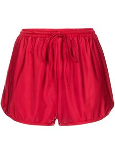 red high waist elasticated drawstring waistband thigh-length Be mindful to try on swimwear over your own garments. Red Stretch Swim Trunks For Summer, Red Stretch Swim Trunks For Beach Season, Red Swim Trunks With Built-in Shorts For Poolside, High-waisted Pajama Shorts For Poolside, High-waisted Shorts With Elastic Waistband For Swimming, Solid Color Drawstring Beachwear Bottoms, Drawstring Athletic Shorts For Swimming, Drawstring Shorts For Swimming, Sporty Swimwear With Drawstring And Short Length