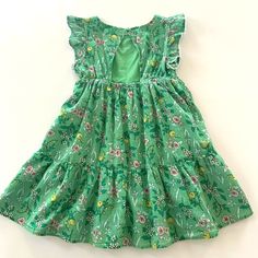 Cat & Jack Girls Green Floral Ruffle Dress Nwt #6-M Fitted Ruffle Twirl Dress For Playdate, Fitted Twirl Dress With Ruffles For Playdate, Short Sleeve Twirl Dress With Ruffles For Playwear, Playwear Short Sleeve Twirl Dress With Ruffles, Spring Playwear Dress With Ruffle Hem, Playful Ruffle Sleeve Dresses For Playtime, Spring Ruffle Dress For Playwear, Spring Ruffled Dresses For Playwear, Playful Dresses With Ruffle Sleeves For Playtime