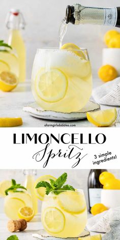 This Limoncello Spritz is a light and refreshing, bubbly cocktail full of bright lemon flavor. With just three simple ingredients and a few minutes of time, it's easy to make a single drink for yourself or a pitcher to enjoy with friends! Limoncello Spritz Cocktail, Lemoncello Spritz Recipes, Spritz Drink Recipe, Lemoncello Cocktails Recipes, Lemon Appetizers Appetizer Ideas, Limoncello Cocktails Pitcher, Lemoncello Drink Ideas, Lemon Cello Prosecco Spritzer, Limoncello Spritz Pitcher