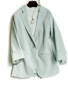 Zlily – Woolen Coat Double-sided Jacket – Zlily Designer Clothing Chic Spring Sport Coat With Suit Collar, Spring Office Sport Coat With Lapel Collar, Green Long Sleeve Outerwear With Single Button, Solid Color Blazer For Workwear In Spring, Casual Single Button Outerwear For Spring, Solid Color Blazer For Spring Workwear, Tailored Green Outerwear For Spring, Solid Color Blazer For Work In Spring, Spring Workwear Sport Coat In Solid Color