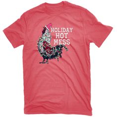 Holiday themed ladies T-shirt. 140 GSM 60/40 Cotton Polyester Jersey. Front chest graphic with Hot Mess Chicken. Lowe's Women's Pink Knit Short Sleeve T-shirt (3Xl) Polyester | HLPL-12977 SKR 3X Pink Knit, Ladies T Shirt, Knit Short, Hot Mess, Lowes Home Improvements, Knit Shorts, Lady In Red, Pink Ladies, Top Shirt