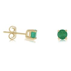 4mm emeralds are held in a classic four prong yellow gold stud, offering you a pop of color to go with any outfit. Lose A Stone, Emerald Stud Earrings, Emerald Earrings Studs, Gold Stud, Green Gemstones, Jewelry Cleaner, Great Ideas, Gold Studs, Cleaning Jewelry