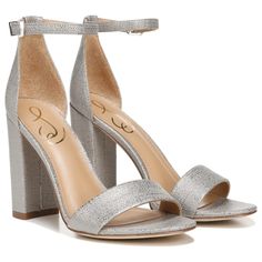 Sam Edelman Heels Yaro Ankle Strap Sandal Chunky Heel Pewter Silver Nib Modern And Minimalist, An Essential Ankle-Strap Sandal Set On A Chunky Wrapped Heel Serves As A Versatile Go-To Style. Very Neutral Color. Matches Gold Or Silver. Beautiful Metallic Sheen Textile Upper. New In Box. Pewter (Metallic Silver) True To Size Fit 3 3/4" Heel 3 1/4" Ankle Strap Height Adjustable Ankle Strap With Buckle Closure Textile Upper/Synthetic Lining And Sole Imported Women's Shoes Feather Heels, Black High Heel Pumps, Sam Edelman Heels, Ankle Strap Block Heel, Ankle Strap Sandals Heels, Velvet Heels, Lace Heels, Snakeskin Heels, Studded Heels