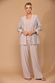 This is the perfect mother of the bride pant set! You'll look so nice at your daughter's wedding in these. This modest, yet elegant style features a sleeveless embellished bodice with matching jacket. Perfect for any special occasion.Fabric : Lace, Stretch ITYLength : LongSleeve Style : Long SleeveColors : Cocoa, Eucalyptus, Navy, Plum, Silver, Slate BlueSizes : M, L, XL, 2XL, 3XL, 4XL, 5XLFully LinedOccasion : Formal, Evening Party, Mother of the Bride, Church, Wedding Guest Fall Mother Of The Bride Pant Suits, Simple Mother Of The Bride Pant Suit, Mother Of The Bride Dresses Plus Size Pants Suits For Women, Pants To Weat Grooms Mother, Mother Of The Bride Plus Size Pant Suits, Dressy Pant Suits, Mother Of The Bride Jackets, Red Formal Dresses, Plus Size Sequin Dresses