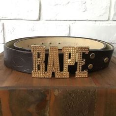 (eBay) Find many great new & used options and get the best deals for BAPE Gold Swarovski BAPE camo embossed leather belt A Bathing Ape Size XL at the best online prices at eBay! Free shipping for many products!