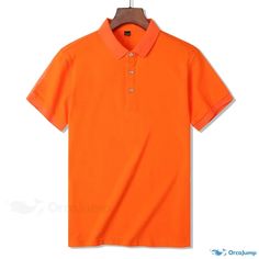 OrcaJump - Plain Casual Short-Sleeve Tee Shirt Simple Style Board Shirt Casual Plain Orange Tops, Casual Orange Plain Tops, Orange Polo Shirt With Polo Collar For Summer, Summer Orange Polo Shirt With Polo Collar, Orange Polo Shirt With Collar For Summer, Summer Orange Polo Shirt With Collar, Orange Cotton Polo Shirt For Summer, Orange Collared Cotton Polo Shirt, Summer Orange Cotton Polo Shirt