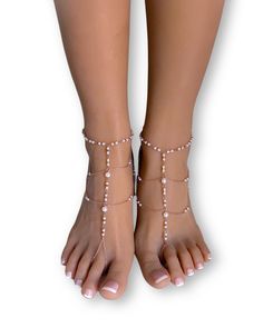 Malina Rose Gold Barefoot Sandals Adjustable Pearl Anklets For Summer, Elegant Pearl Anklets For Party, Elegant Pearl Chain Anklet For Party, Elegant Adjustable Gold Barefoot Sandals, Elegant Adjustable Pink Anklets, Elegant Pink Adjustable Anklets, Summer Party Jewelry In Rose Gold, Rose Gold Pearl Chain Jewelry For Party, Summer Party Rose Gold Jewelry