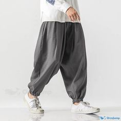 OrcaJump - Pantalones casuales de pata ancha de algodón y lino con estilo vintage. Pants Pocket, Vintage Styling, Trouser Pocket, Casual Wide Leg Pants, Black Camel, Linen Casual, Summer Pants, Mens Joggers, Jogger Sweatpants