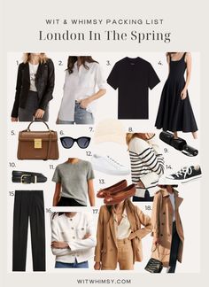 London in Spring Packing List - wit & whimsy Traveling To London Packing Lists, June London Outfits, Spring In England Outfits, London In August Outfits, Outfits For London In May, What To Wear In London In May, Spring In London Outfits, London Spring Outfit Packing Lists, London In May Outfit