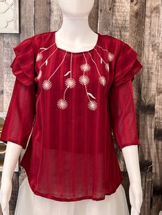 Short kurti top Material: georgette made in India sizes are given by Bust measurement (inches) Short Kurti Top, Kurti Top, Lake Zurich, Short Kurti, Zurich, Short Tops, Womens Clothing Tops, Jewelry Earrings Dangle, Art Collection