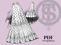 an illustration of a white dress on a pink background with the words historical sewing pattern