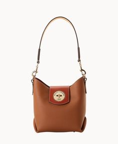 Casual Cool This gorgeous new look features classic Italian pebble leather and a jewelry grade turnlock closure, for a one of a kind look. One inside zip pocket. Two inside slip pockets. Inside key hook. Removable strap. Lined. Feet. Turnlock closure. | Dooney & Bourke Women's Pebble Turnlock Sac 22 Leather Shoulder Bag in Caramel Brown Bags With Brass Hardware For Everyday Luxury, Luxury Brown Bags With Brass Hardware, Luxury Everyday Brown Bag With Brass Hardware, Brown Shoulder Bag With Metal Hardware For Luxury Everyday, Brown Metal Hardware Shoulder Bag For Everyday Luxury, Cognac Shoulder Bag With Turn-lock For Everyday Use, Monogram Pendant, Tan Cowhide, Key Hook