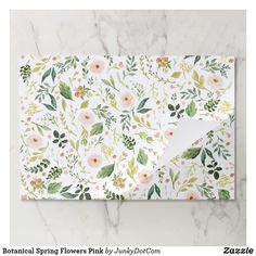 an envelope with flowers on it and a white envelope paper in the middle that says botanical spring flowers pink by linleycott com