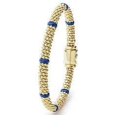 Seven smooth ultramarine ceramic stations highlight 18k gold Caviar beading on this signature bracelet. Signature Bracelet, Engraved Items, Bracelet Sizes, Special Events, Beading, 18k Gold, Perfect Fit, Pouch, Perfect Gift