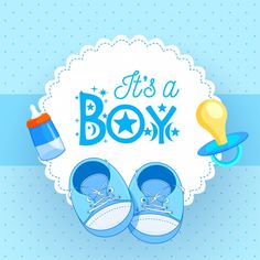 it's a boy card with baby shoes and pacifier