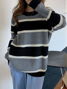 ⚡️Buy Color Block Striped Knit Sweater Gray ONE SIZE under $34.00 in Sweaters Online. Style: Casual, Street Color: Gray,Blue Fabric Content: Polyester, Viscose, Nylon Fit Type: Loose fit Neckline: Crew Neck Sleeve Length: Long Sleeve. ✓2022 NEW YEAR SALE | $10 OFF OVER $75 CODE: NY1 I $25 OFF OVER $125 CODE: NY2 | $35 OFF OVER $215 CODE: NY3✓Free Shipping on all orders over $69 USD.. Check reviews and order Color Block Striped Knit Sweater today. Loose Knitwear, Halloween Skirt, Striped Knit Sweater, Bodycon Floral Dress, Grey Knit Sweater, Drop Shoulder Sweaters, Sweaters Online, Knit Crop Top, Crop Top Blouse